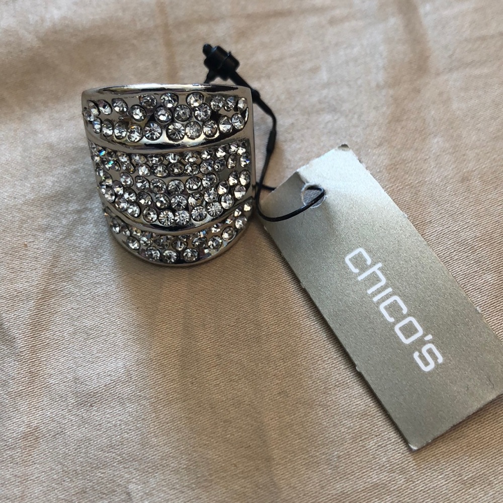 Silver crystal ring - New
